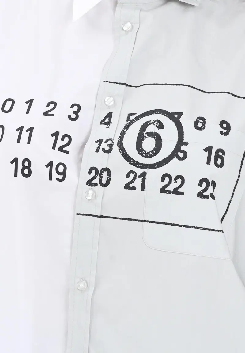 Camicia a manica lunga bianca e grigia per donna, ragazzi e bambini con stampa logo miniatura 3