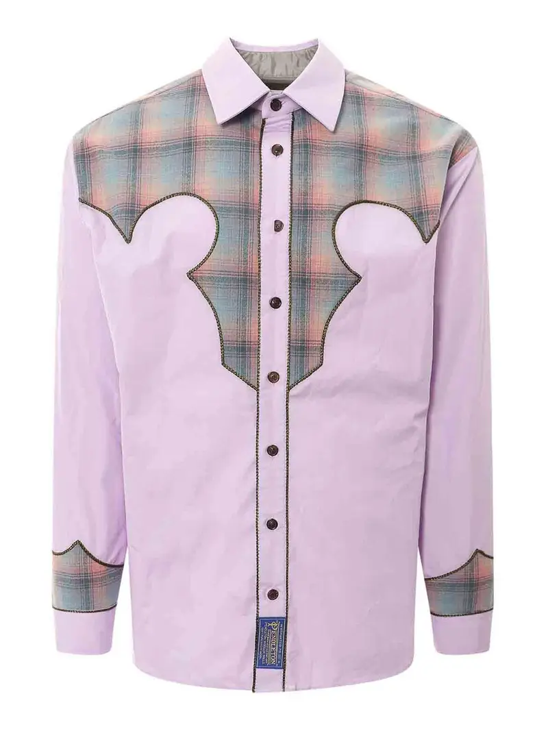 Camicia in cotone con inserto con motivo Viola