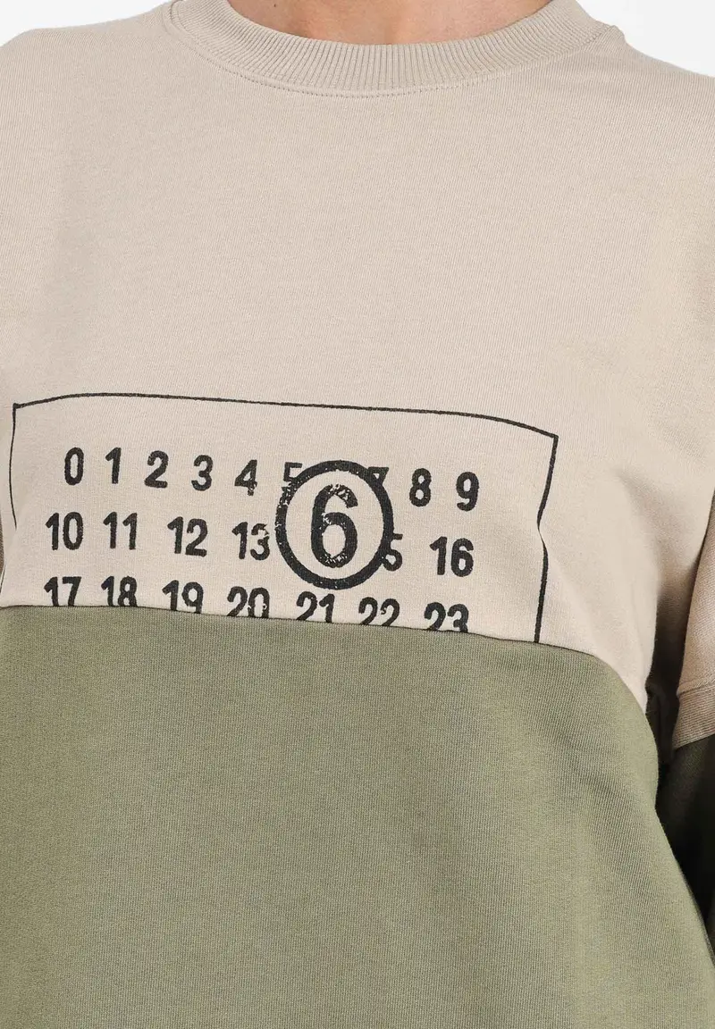 MAISON MARGIELA Felpa girocollo beige e verde per donna, ragazzi e bambini caratterizzata da una costruzione re-cut miniatura 2