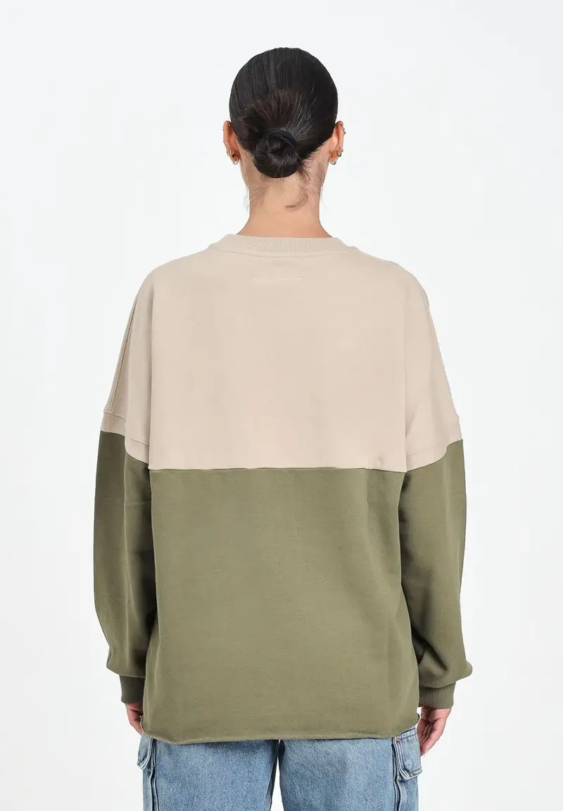 MAISON MARGIELA Felpa girocollo beige e verde per donna, ragazzi e bambini caratterizzata da una costruzione re-cut miniatura 3