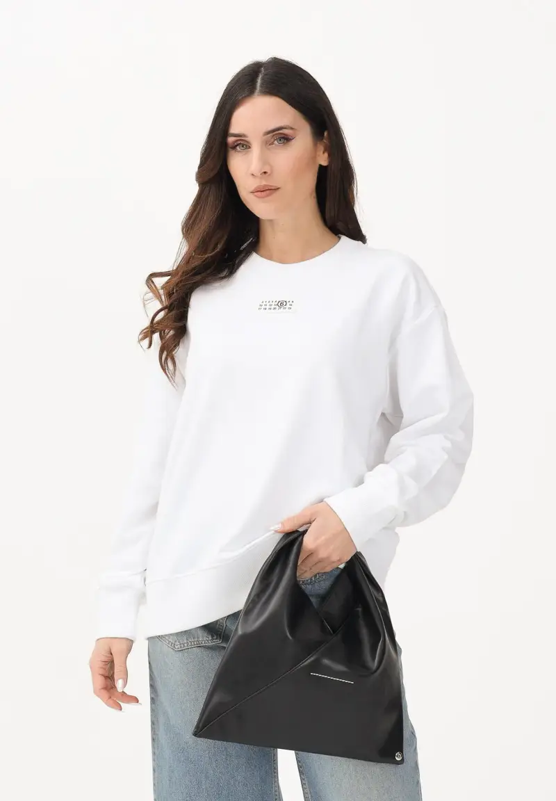 Felpa girocollo bianca per donna, ragazzi e bambini con logo miniatura 2