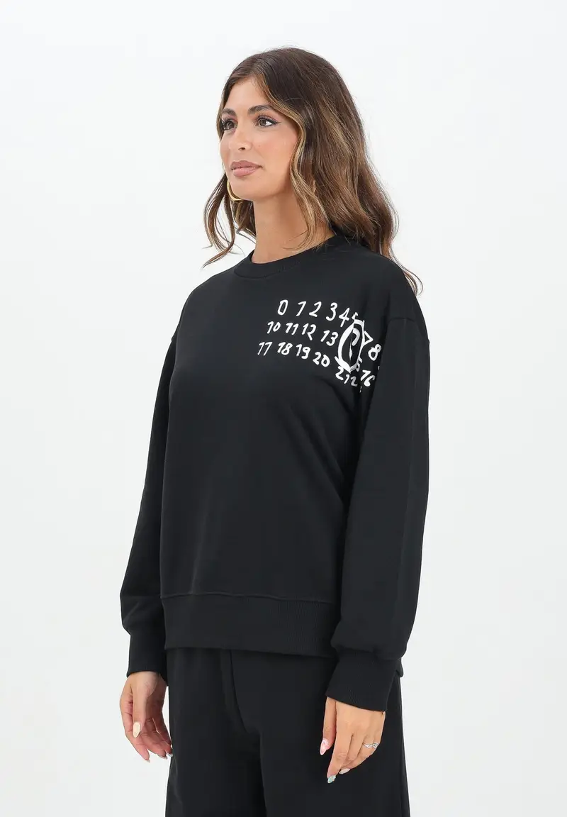 Felpa girocollo nera per donna, ragazzi e bambini con il logo Hand Written