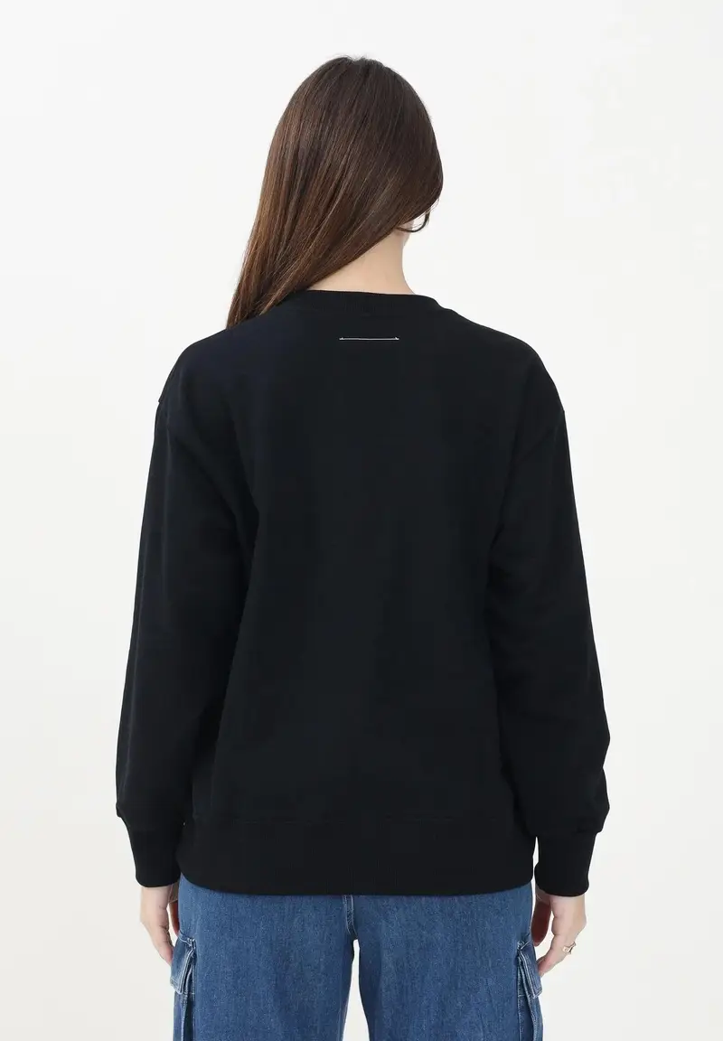 MAISON MARGIELA Felpa girocollo nera per donna, ragazzi e bambini con logo numerico Pixel miniatura 2