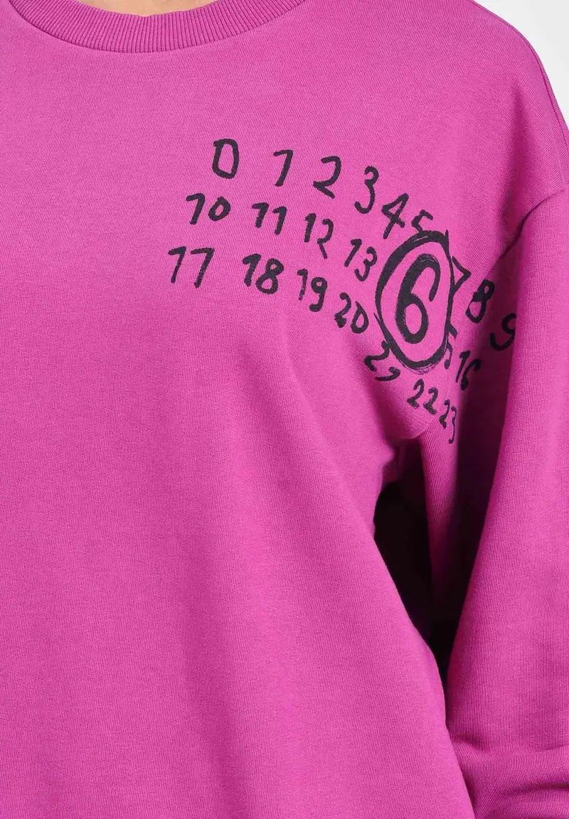 MAISON MARGIELA Felpa girocollo prugna per donna, ragazzi e bambini con il logo Hand Written effetto spennellato miniatura 2