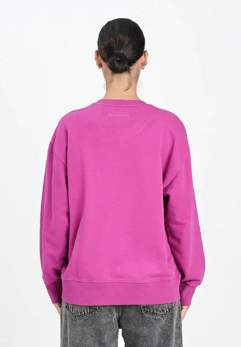 MAISON MARGIELA Felpa girocollo prugna per donna, ragazzi e bambini con il logo Hand Written effetto spennellato miniatura 3