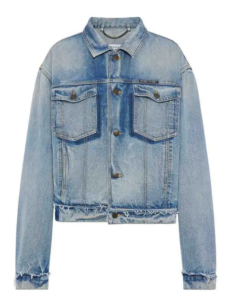 Giacca in denim di cotone azzurro Blu