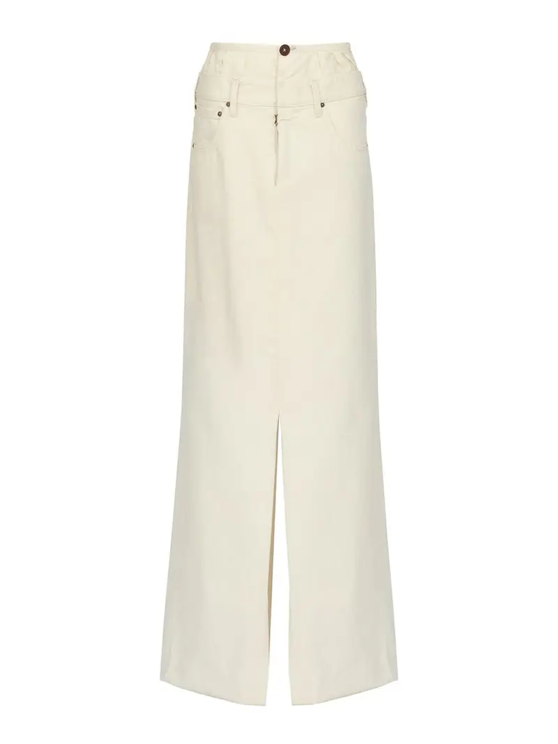 Gonna Midi Denim Bianco