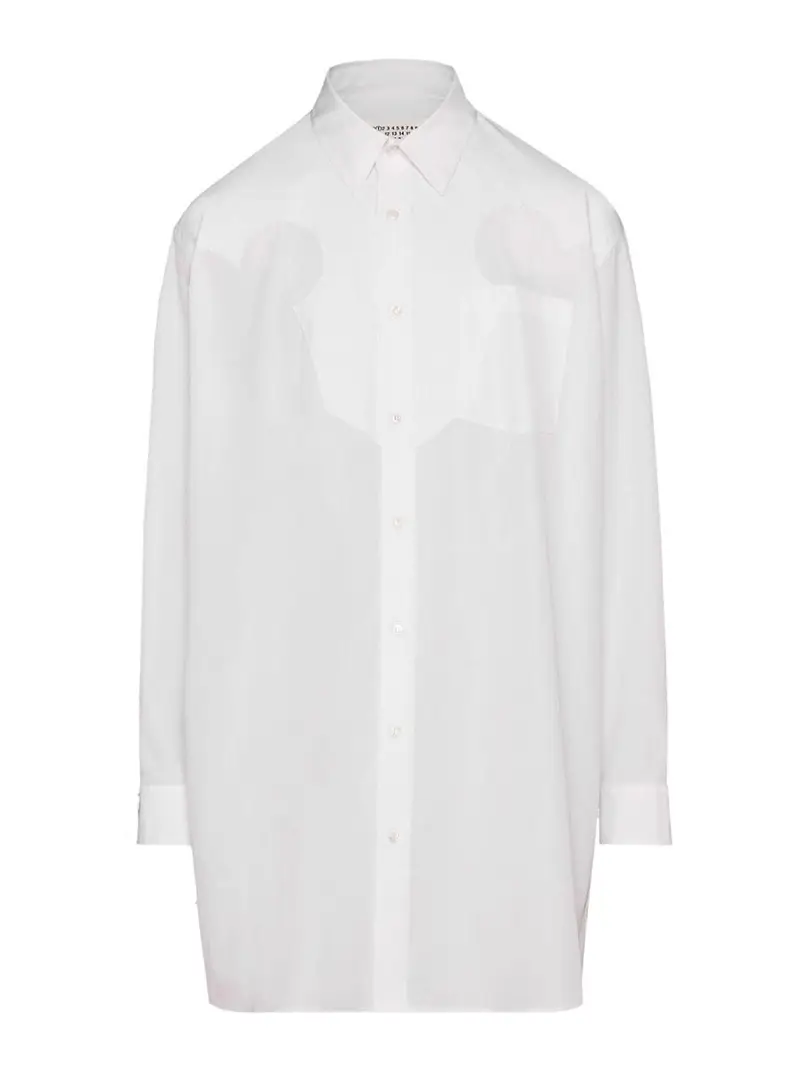 Miniabito chemisier in popeline di cotone Bianco