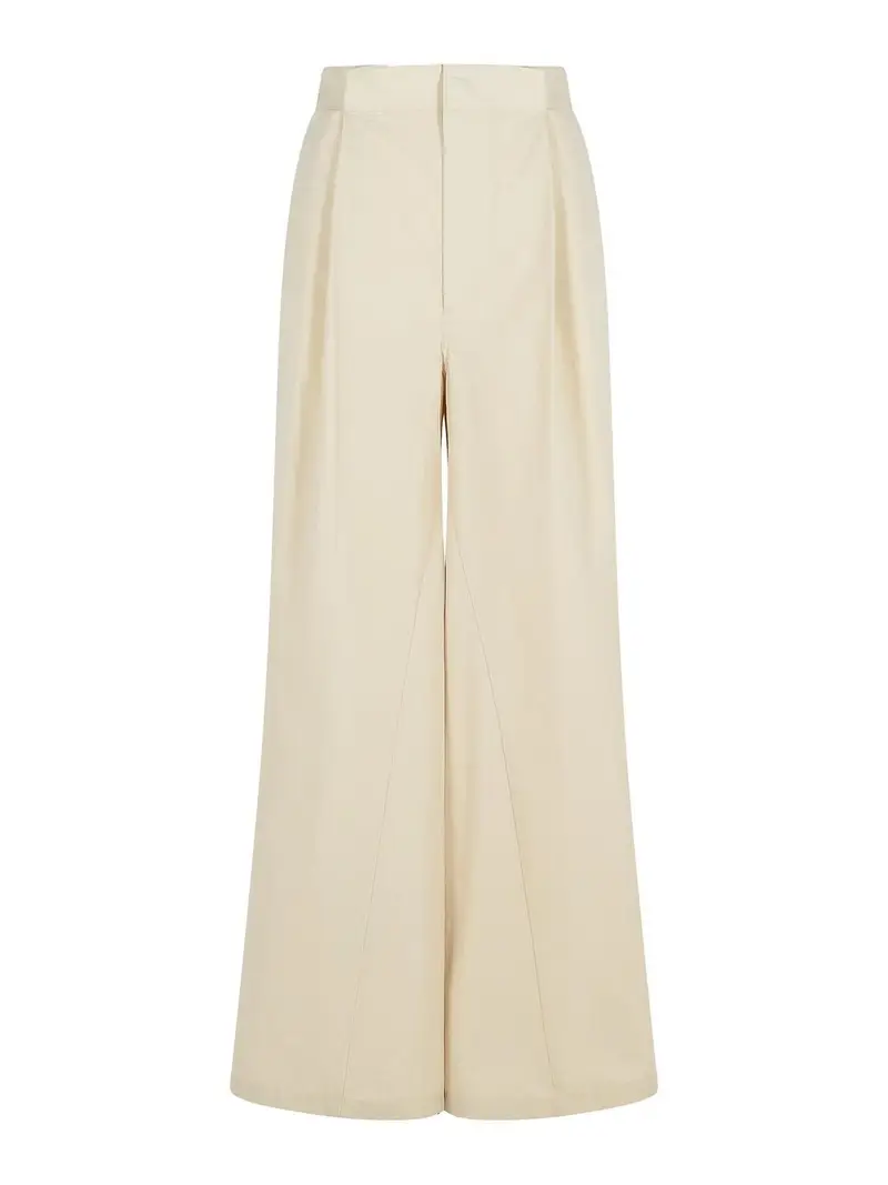 Over Ivory Cotton Blend Pants Bianco