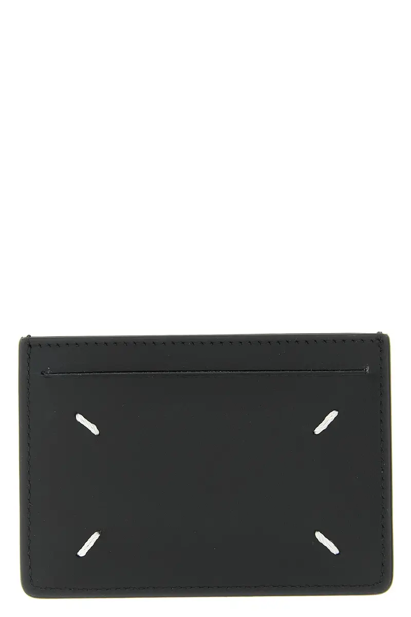 Maison Margiela Portacarte in pelle nero con logo Stitching