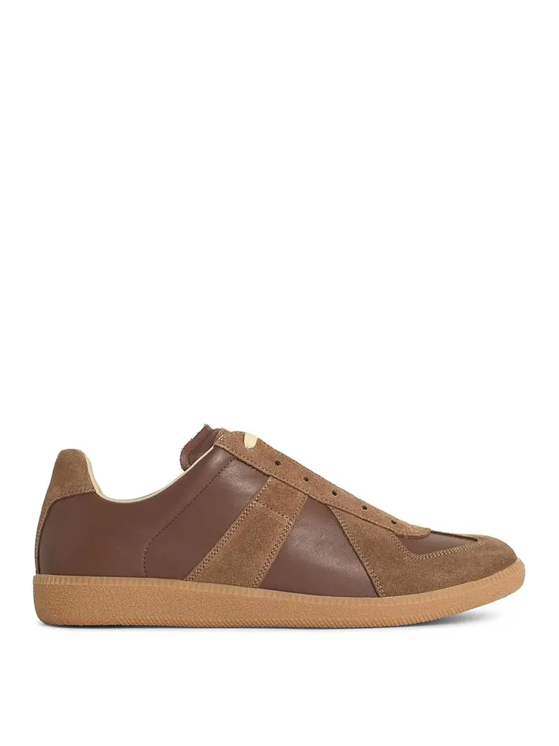 Sneaker Marrone In Nappa E Camoscio