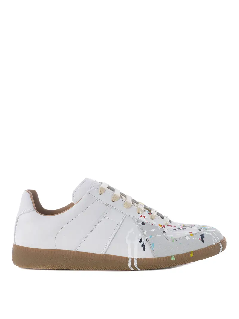 Sneaker Replica in nabuk con macchie Bianco