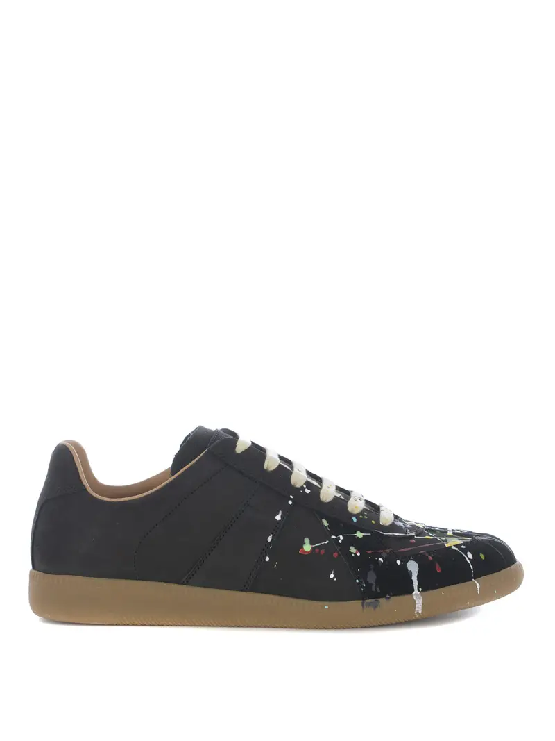 Sneaker Replica in nabuk con macchie Nero