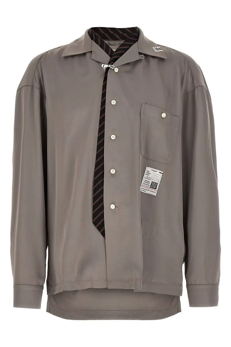 Camicia Tie Combined Grigio