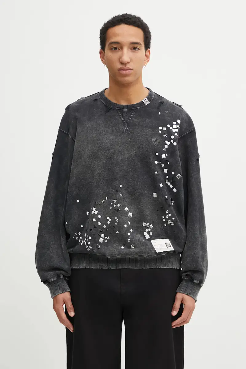 felpa in cotone uomo colore nero con applicazione A15PO562