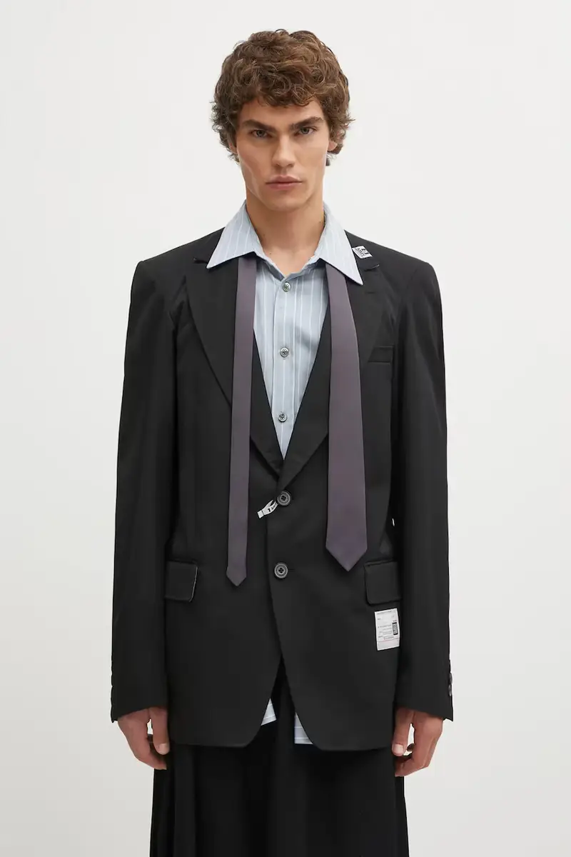 giacca con lana LAYERED colore nero A15JK031