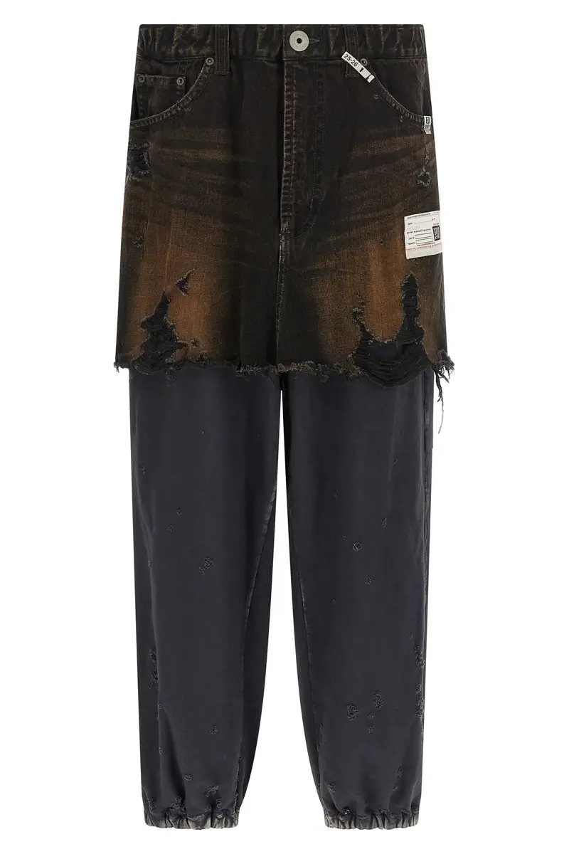 Pantalone 'Waist Layered Denim' Nero