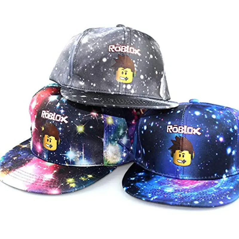 MAJEQZGY Roblox Cartoon Printing Berretto da baseball per ragazzi e ragazze Berretto regolabile per bambini a tesa piatta, cappello da baseball per bambini, Nero e blu., M miniatura 3