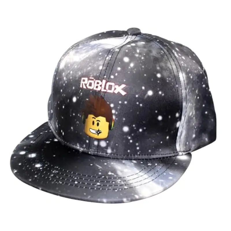 MAJEQZGY Roblox Cartoon Printing Berretto da baseball per ragazzi e ragazze Berretto regolabile per bambini a tesa piatta, cappello da baseball per bambini, Nero , M