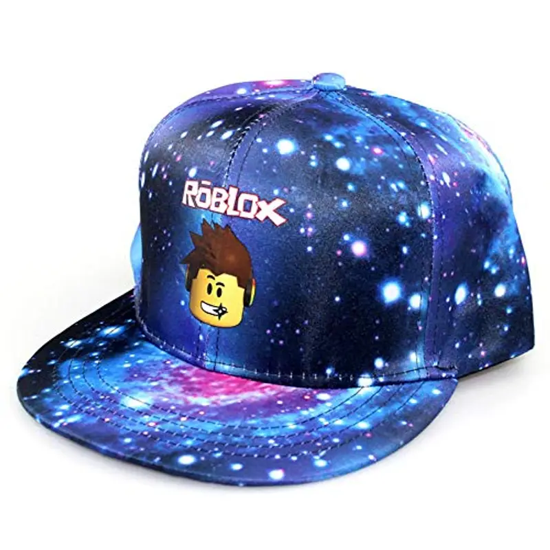 MAJEQZGY Roblox Cartoon Printing Berretto da baseball per ragazzi e ragazze, regolabile, a tesa piatta, cappello da baseball per bambini (DE/NL/SE/PL, alfanumerico, M, blu), Blu, m