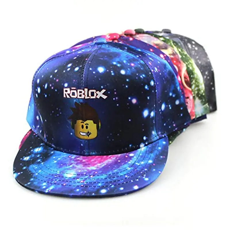 MAJEQZGY Roblox Cartoon Printing Berretto da baseball per ragazzi e ragazze, regolabile, a tesa piatta, cappello da baseball per bambini (DE/NL/SE/PL, alfanumerico, M, blu), Blu, m miniatura 2