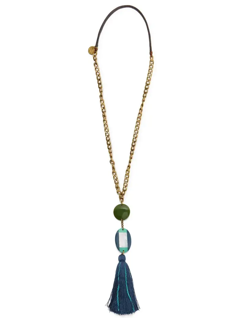 Collane Elegant Stone verde con catena oro Donna TC052791259 60B80