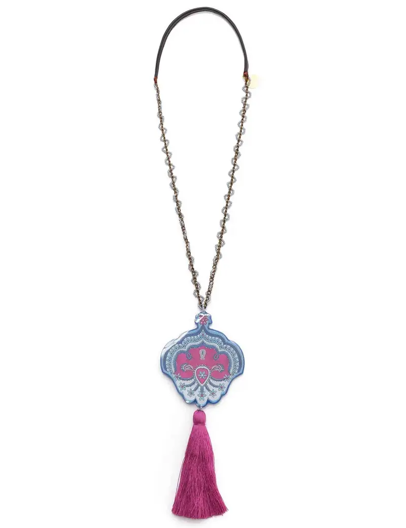 Collane Sunset Paesley con perline e nappina viola Donna TC053590953 50B99