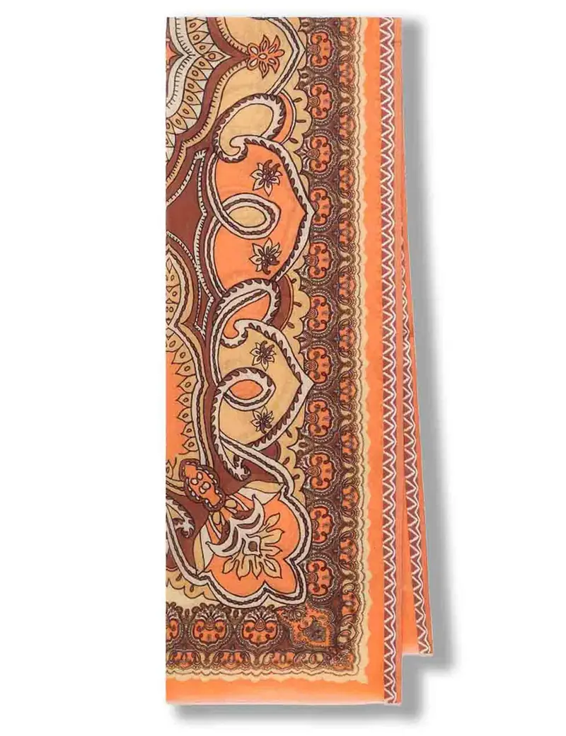 Foulard Collection Print in cotone arancione a fantasia Donna IB034210216 B3118
