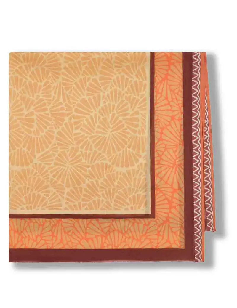 Foulard Collection Print in cotone arancione a fantasia Donna IR002410216 B1304