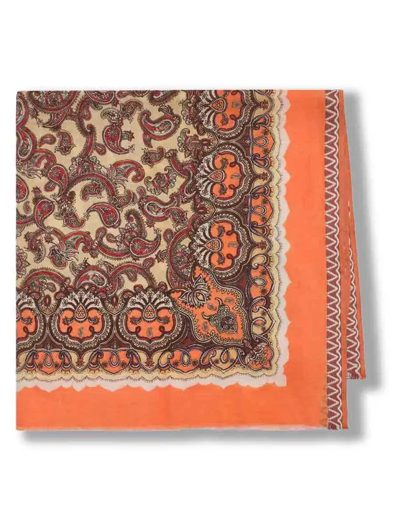 Foulard Collection Print in cotone arancione a fantasia Donna IR002410216 B3116