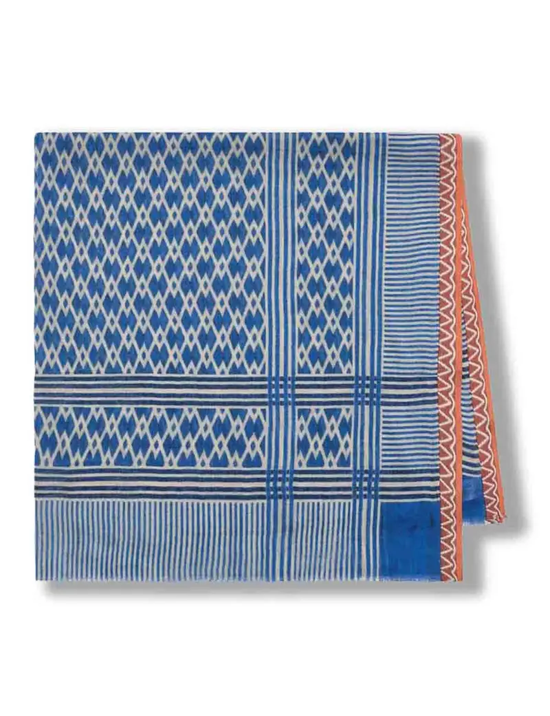 Foulard Collection Print in cotone blu a fantasia Donna IR002410216 E8002