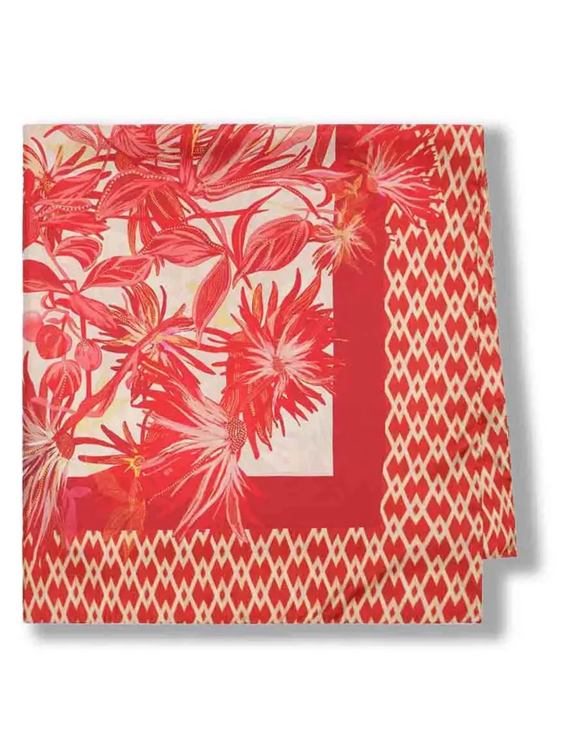 Foulard Collection Print in pura seta rossa stampata Donna IR002331032 B3053
