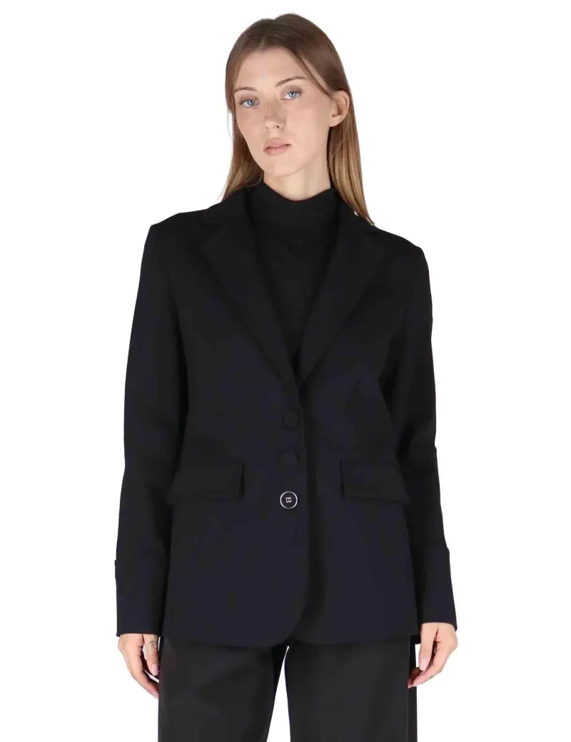 Giacche Milano Stitching in viscosa nera con bottoni gioiello Donna JD647850654 2000