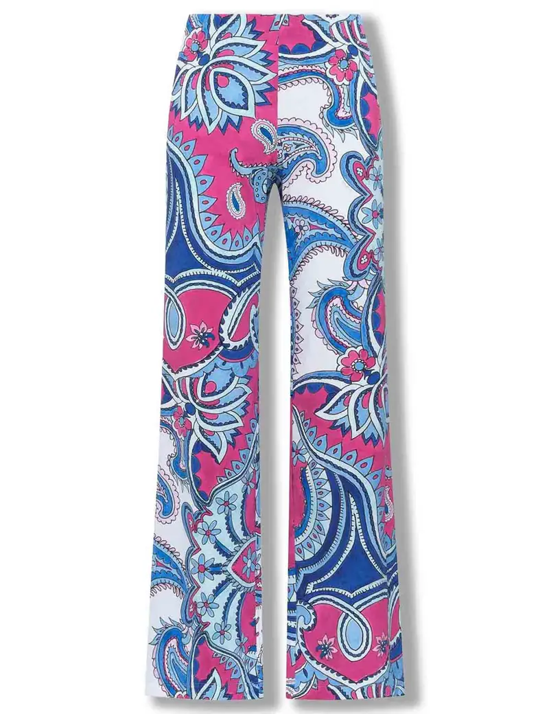 Pantaloni Hippie Lotus in tessuto leggero azzuro a fantasia Donna JH400970671 A8184