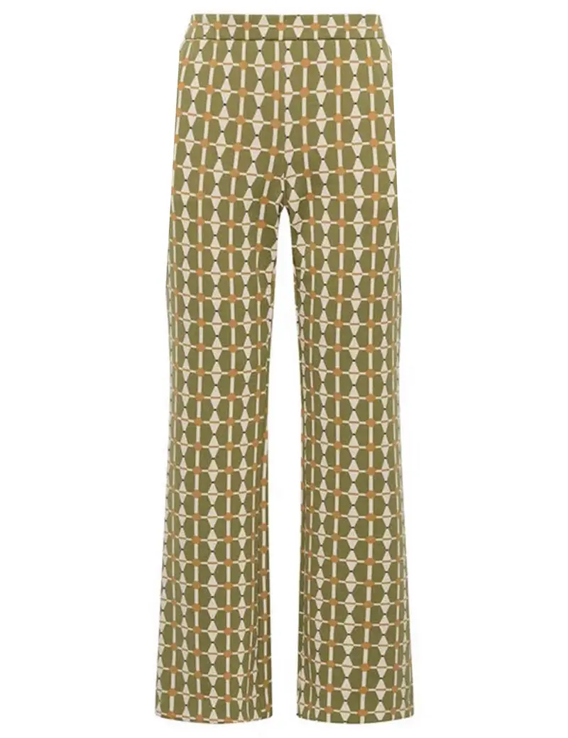 Pantaloni Small Chain Print in tessuto stampato marrone Donna JH747960168 C4068