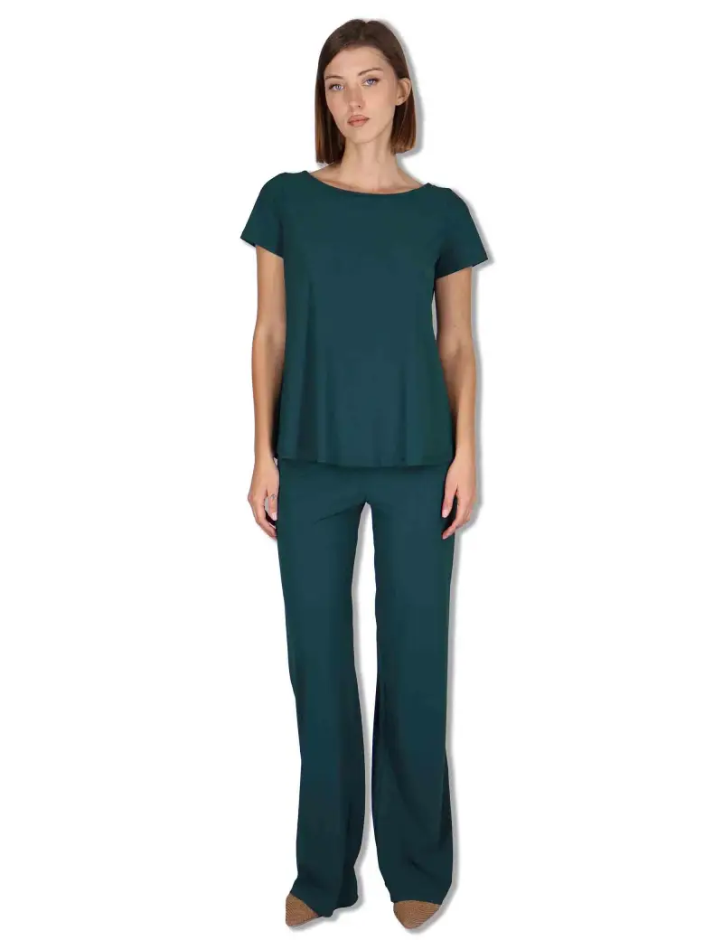 Pantaloni Soft in Jersey verde con gamba comoda Donna JH753070210 60050