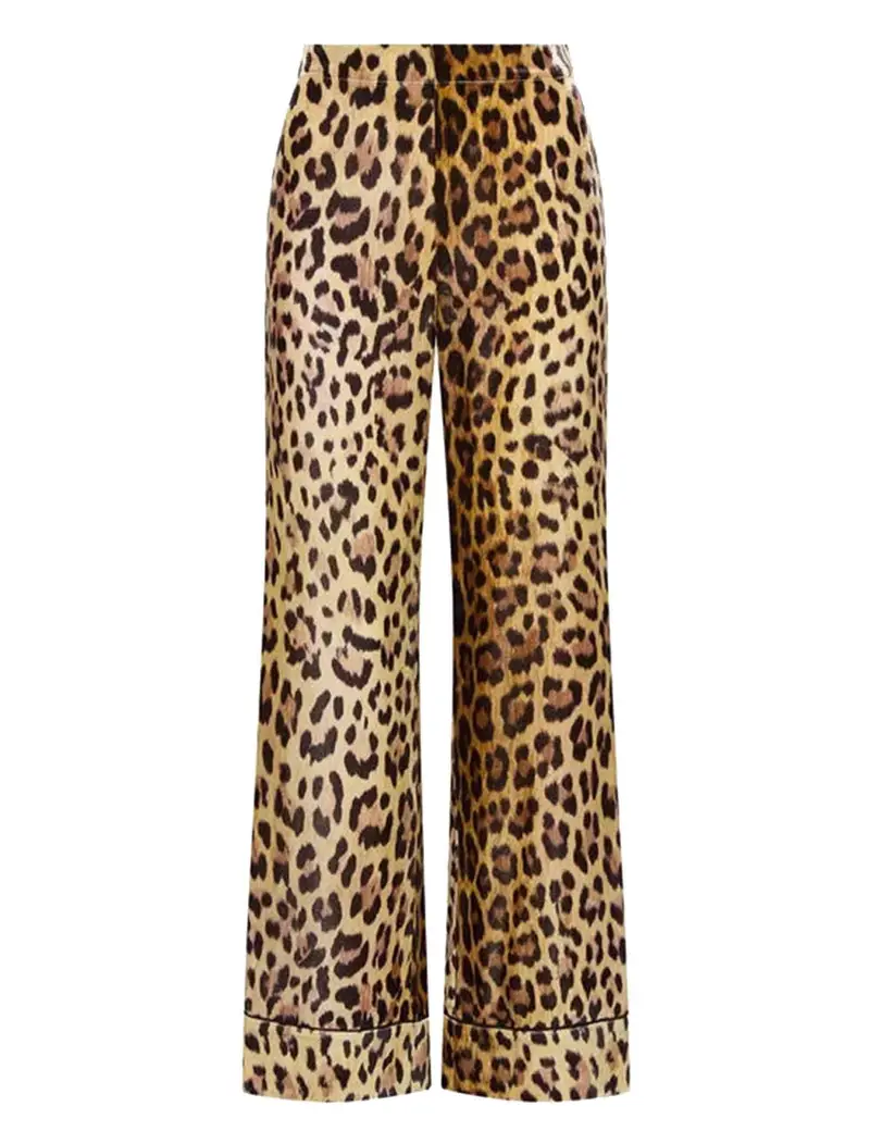 Pantaloni Velvet Prints in misto seta marrone animalier Donna JH805260092 B1293