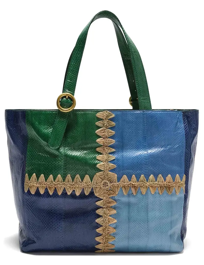 Shopping Patchwork Thread in pelle azzurra Donna BH030501563 A8188