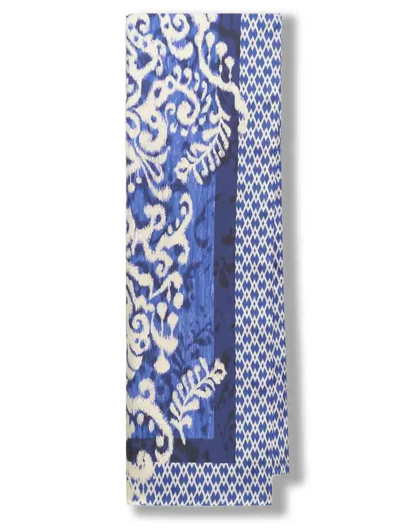 Stole Collection Print in pura seta blu a fantasia Donna IB034131032 E8001