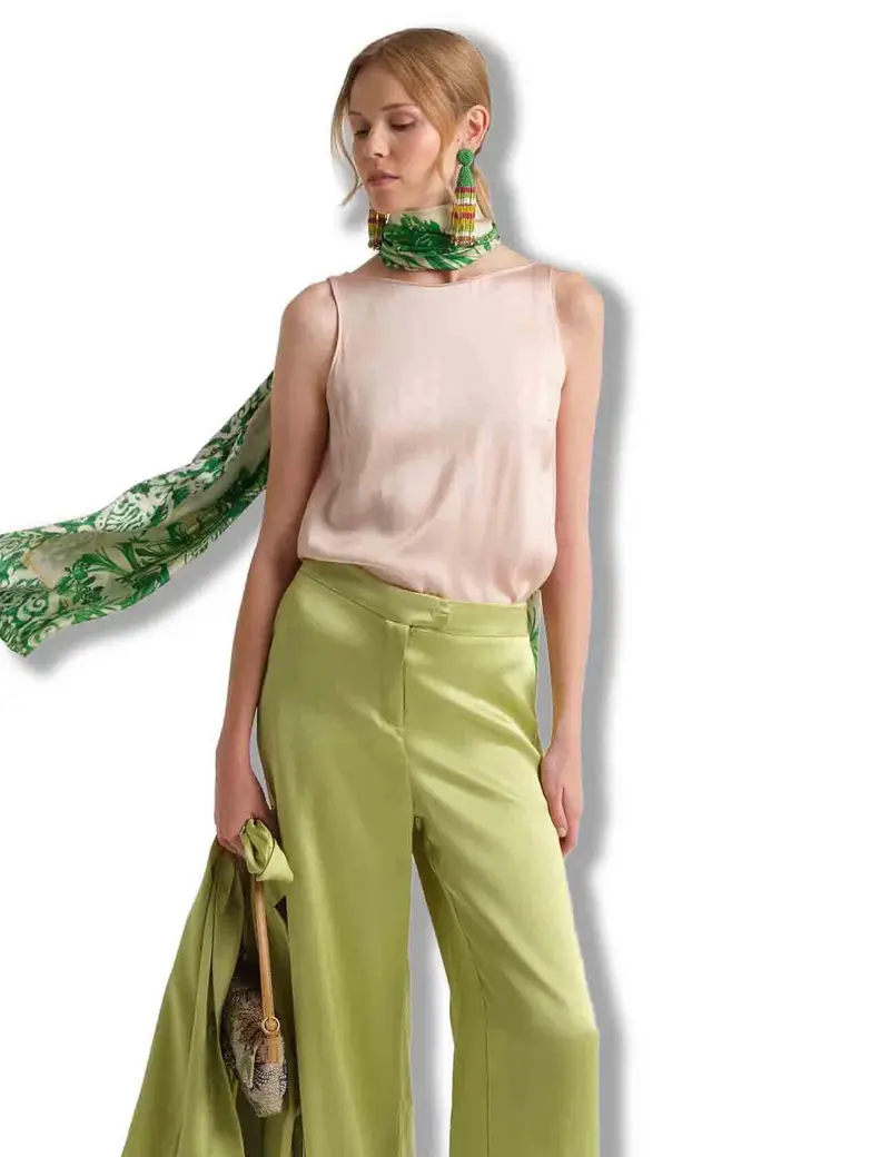 Top Shiny Cady in satin rosa svasato Donna JP556950631 32001