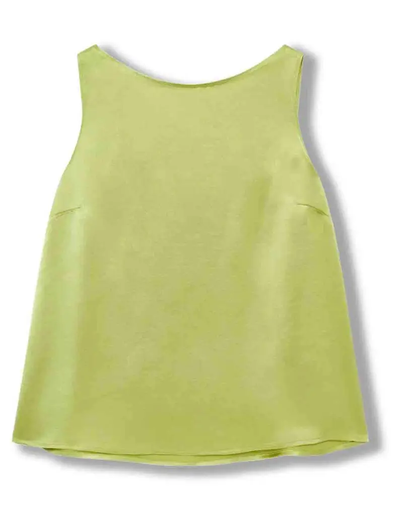 Top Shiny Cady in satin verde svasato Donna JP556950631 60109