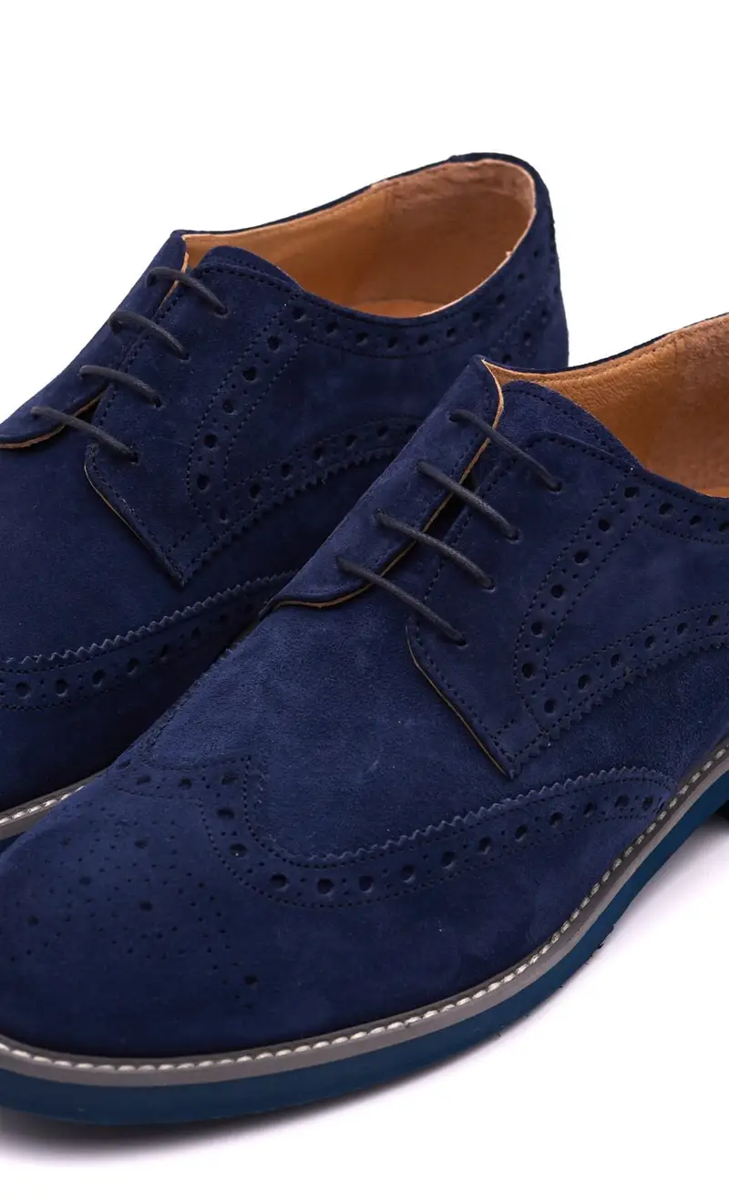 Scarpe in camoscio maluk brouge blu - modello tuke, colore blu miniatura 2