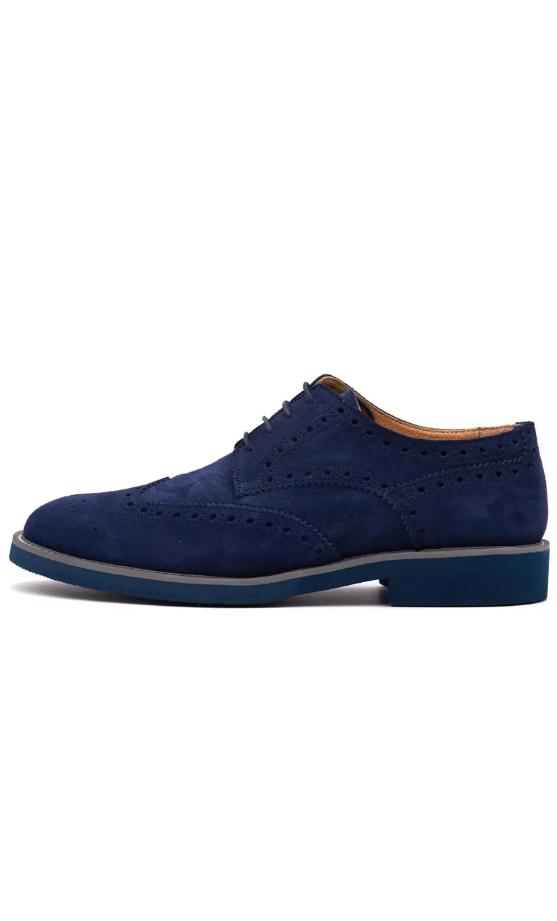 Scarpe in camoscio maluk brouge blu - modello tuke, colore blu