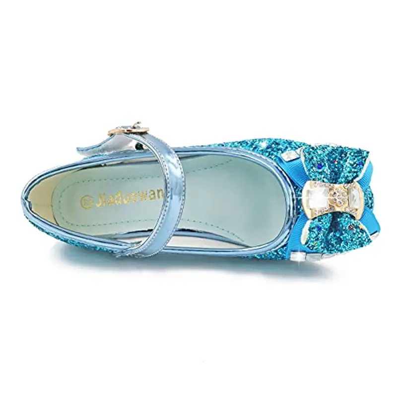 mama stadt Scarpe Principessa Bambina Scarpe Bimba Tacco Scarpe Glitterate Tacchi Ragazza Scarpe Cosplay Principessa con Paillettes Scarpe Eleganti Bambina per Cerimonia Festa, Blu/ 30 miniatura 3