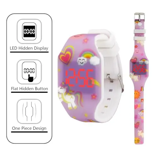Mamiddle Bambino Orologio Digitale LED Orologio per Ragazzi Ragazze Semplice Orologio Casual per Bambini con Display miniatura 3
