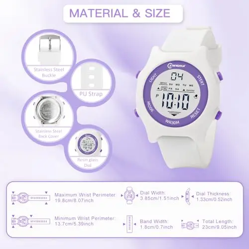 Mamiddle Orologio Digitale Bambino 30M impermeabile per Orologio Bambino con sveglia, chiem, cronometro, calendario miniatura 2