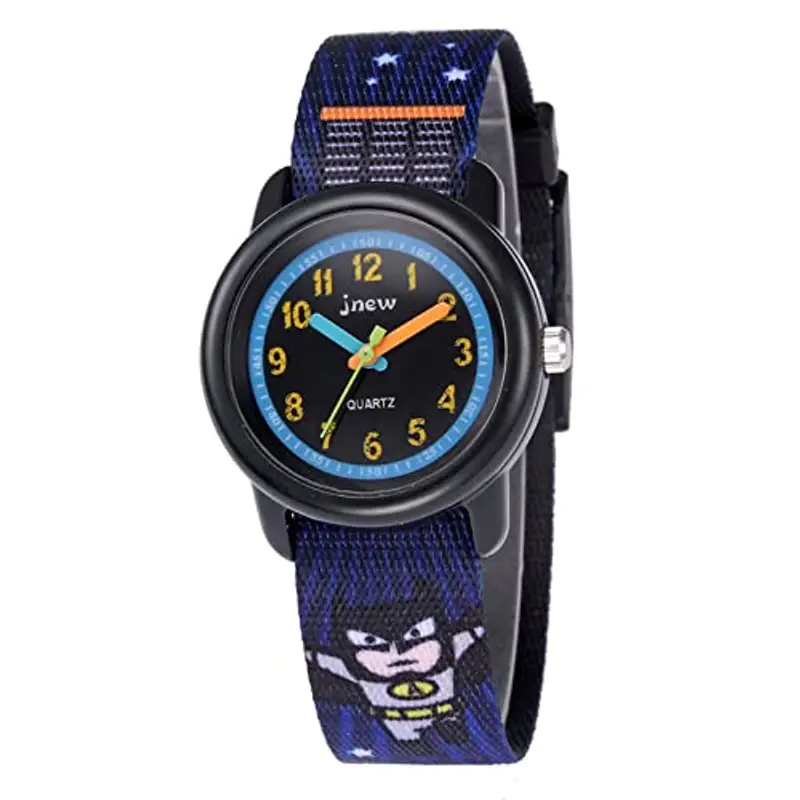 Mamiddle Orologio per Bambini,Orologio da Polso per Ragazzi e Ragazze dai 3 ai 10 anni,3ATM Orologio Quarzo in Cartone Animato, Orologi Cinturino in Silicone/Nylon (Nylon - Batman)