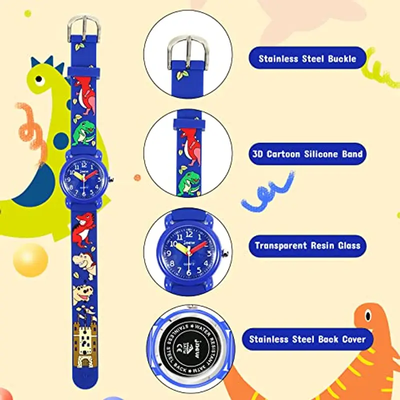 Mamiddle Orologio per Bambini, Orologio da Polso per Ragazzi e Ragazze dai 3 ai 10 anni, 3ATM Orologio Quarzo in Cartone Animato, Orologi Cinturino in Silicone/Nylon (Silicone - Universo Nero) miniatura 2