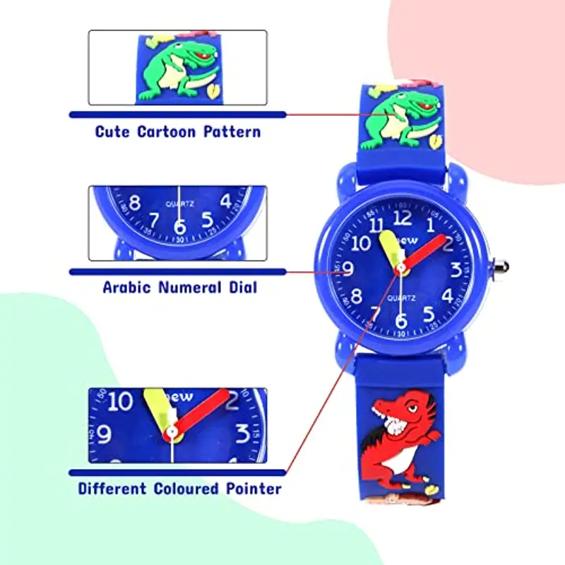 Mamiddle Orologio per Bambini, Orologio da Polso per Ragazzi e Ragazze dai 3 ai 10 anni, 3ATM Orologio Quarzo in Cartone Animato, Orologi Cinturino in Silicone/Nylon (Silicone - Universo Nero) miniatura 3
