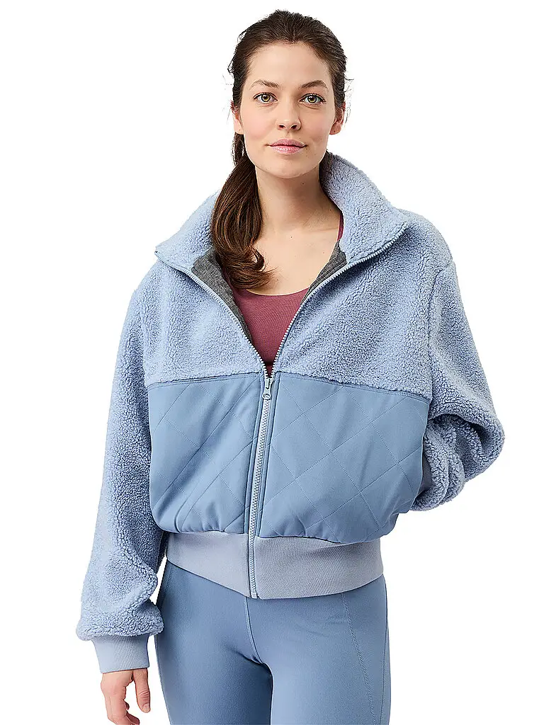 Giacca bomber da donna con cappuccio Warm Up azzurro | XL